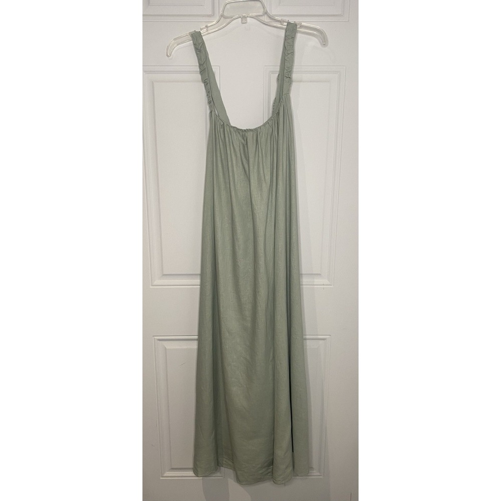 Emory Park Medium Sage Green Maxi Dress Flowy Lined Criss Cross Pockets Boho